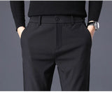 Winter Warm Fleece Men's Business Casual Pants Stretch Slim Fashion Korean Thermal Trousers Classic Simple Male Plush Clothes