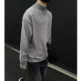 Men's Light Luxury Knit Mock Neck Sweater Autumn Winter Fashion Korean Long Sleeve Streetwear Leisure All-match Knitwear