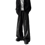 Patchwork Wide Leg Pants Men Zipper fashion HipHop Trendy youth full trousers Harajuku High Street Loose Casual Pant Ropa Hombre