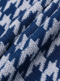 New Popular Autumn Winter Plaid Jacquard Pattern Pullover Sweater Casual Round Neck Contrast Color Knitted Men's Pullover