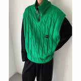 Autumn Short Sweater Vest Men Fashion Casual Lapel Knit Pullover Men Korean Loose Zipper Sleeveless Sweater Mens Jumper Clothes