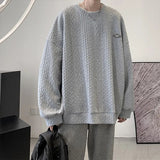 Korean Men Harajuku Sweatshirts Hip Hop Solid Color Basic O Neck Oversized Pullovers Autumn Fashion Casual Long Sleeve Tops