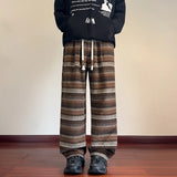 Autumn Woolen Pants Men Fashion Retro Stripe Pants Men Streetwear Hip-hop Loose Wide Leg Pants Mens Vintage Trousers Large Size