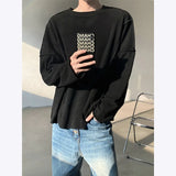 Autumn Long Sleeved T-shirt Men Fashion White Casual Pullover T Shirt Men Streetwear Korean Loose Round Neck T Shirt Mens Top