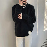 Winter Clothing Men's Knitted Patchwork Luxury Pullover Sweater Fashion Vintage O Neck Solid Color Long Sleeve Premium Knitwear