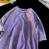 Washed Vintage Men Women T-Shirts Street Hip Hop Retro Punk T Shirt Harajuku Casual Cotton Short Sleeve Acid Wash TShirts Tops