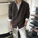 Japanese Retro Men's Cardigan Coats Light Luxury Knitted Lapel Long Sleeve Sweater Jacket Leisure Premium Quality Knitwear M-3XL