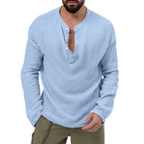 Spring and Autumn New Men's Shirt Casual Seersucker Solid Color Long Sleeve Shirt Loose Style Button Men's Clothing