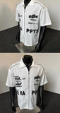 American Motorcycle Shirt Retro Short-sleeved Lapel Tee Men's Summer Lapel Trendy Handsome Loose Zipper Decorative Half-sleeved