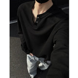 Autumn White Long Sleeved T-shirt Men Fashion Black V-neck T-shirt Men Japanese Streetwear Hip-hop Loose Plaid T Shirt Mens Top
