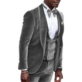 Velvet Suit Men One Button Wedding Groom Tuxedos Shawl Lapel Groomsmen Men Formal Prom Suits (Jacket+Pants+Vest+Tie)