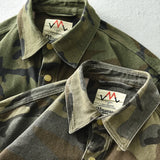 Vintage men's fashion wash to do old camouflage cargo shirt three-dimensional pocket design shirt jacket