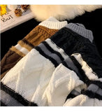 American autumn and winter street fashion personalized jacquard round neck pullover for couples loose retro color blocked knit