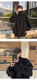 American autumn and winter men and women trendy personality lazy style zipper lapel couple loose knit pullover sweater harajuku