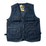 American Workwear Retro Metal Zipper Three-dimensional Pocket Cotton Men Women Tactical V-neck Vest Jacket Aesthetic Urban Chic
