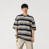 Mens Striped Short Sleeve Tshirt Cotton Loose Fit Breathable Summer Casual Tee Moisture Wicking Soft Comfort Relaxed Fit