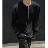Autumn Men‘s Long Sleeve T-shirts Half Zipper O-Neck Tops Tees Solid Boys Streetwear Hip Hop Clothes