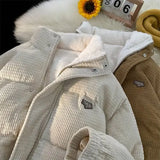 Korean style high street Harajuku men and women winter new retro loose casual couple thick corduroy trendy personalized top y2k