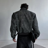 Mens Autumn Winter American Street Retro Distressed Suede Jacket Gender-Neutral Short Loose Casual Trend Biker Jacket Unisex