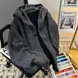 Korean style autumn and winter men and women street personality cardigan jackets for couples loose retro lazy knitted Harajuku