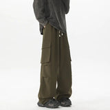 Summer Casual Pants Men Retro Pocket Cargo Pants Men Japanese Streetwear Hip-hop Loose Wide Leg Pants Mens Vintage Trousers