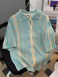 T-shirts Men Summer Korean Style Turn-down Collar Couple Chic Single Breasted Design Youthful Breathable Special Casual Loose