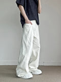 Men's Fashion Loose Harajuku White Jeans High Street American Casual Straight Trousers Hip Hop Trendy Denim Pants Male Clothes