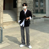 Black Gray Suit Pants Men Fashionable Social Mens Dress Pants Korean Loose Casual Straight Trousers Mens Office Formal Pants