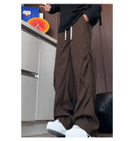 Men Casual Pants 2025 New Style Personalized Design Autumn Korean Fashion Loose Fit Straight Leg Elastic Waist Pleated Pants