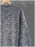 New Japanese Retro Men Sweater Light Luxury Knitted O Neck Grey Long Sleeve Pullover Casual Loose Premium Thickened Knitwear