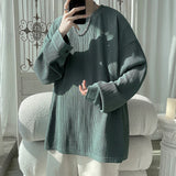 Spring Autumn Casual Long Sleeve T Shirts Men Loose Round Neck T-shirts Male Fashion Harajuku Korean Streetwear Tops Tees