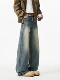Spring/Autumn American Men and Women Handsome High Street Washed Straight leg Jeans Couple Loose Retro Harajuku Casual Pants
