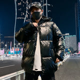 Winter Solid Color Parka Men Thick Hooded Jacket  New Warm Harajuku Coat Male Casual Zipper Jackets Windproof Outwear
