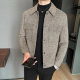 New Men's Brand Clothing Blazer Slim Slim Fashion High Quality Plaid Casual Jacket Men's Wool Short Slim Fit Blazer