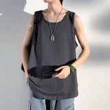 Summer Men Solid Vest Tank Top Sleeveless T Shirts O-neck Undershirts Breathable Sport Bodybuilding Fitness Muscle Clothes