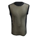 Summer New Mens Fashion Transparent Mesh Vest Sexy Perspective Solid Color Mesh Sports Casual Sleeveless Top Men Clothing
