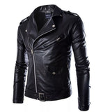 Motorcycle Slim Leather Jacket Men's Leather Jacket British Fashion Men's PU Leather Jacket