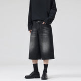 Oversized Baggy Men's Denim Shorts Summer Fashion Retro Casual Loose Wide-leg Calf-length Jeans Harajuku Y2K Streetwear