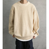 Heavy Japanese Sweater Loose Round Neck Pullover Fashionable High-end Red Sweater Men Women's Inner Base Knitted Sweater Chic