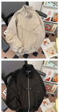 American Cityboy Jacket Wash Canvas Deconstructed Stand Collar Coat Design Sense Top Spring Autumn Korean Trend Bomber Jacket
