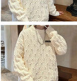 Autumn and winter high street men and women Korean style trend lazy style round neck sweater couple loose retro casual knitted