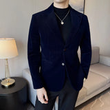 Men Corduroy Blazer Jackets Slim Fit Luxury Evening Dresses Suit Coat Wedding Prom Clothing Black Red