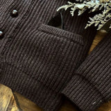 Autumn Winter New Trendy Sweaters Classic Retro Maillard Pullover Heavyweight Thickened Green Fruit Collar Versatile Cardigan