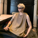 Men Ice Silk Hellow Sleeveless TShirts O-Neck Vest Summer Male Loose Casual Tank Tops Fashion Oversized Singlets Male Clothing