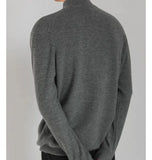 Korean Fashion Men Sweater Light Luxury Trendy Mock Neck Knitted Solid Color Pullover Premium Quality Long Sleeve Basic Knitwear