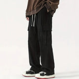New European and American High Street Fashionable Overalls Men's Corduroy Loose Wide Leg Straight All-Matching Casual Pants