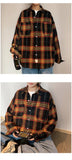 Autumn Oversized Long Sleeved Shirt Men Fashion Retro Plaid Shirt Men Streetwear Korean Loose Casual Shirts Mens Large Size 5XL