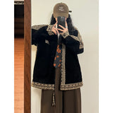 American Retro Lapel Jacket Ethnic Style Embroidered Casual Lapel Jacket Jacket Women Korean 2025 New Fashionable High-end Top