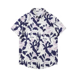 Summer thin printed shirt, beach flower shirt, American retro floral shirt, short-sleeved shirt men's