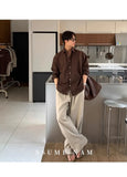 New Japanese Retro Men Casual Pants Luxury Draped Wide Leg Leisure Solid Color Straight Trousers High Quality Elegant Sweatpants